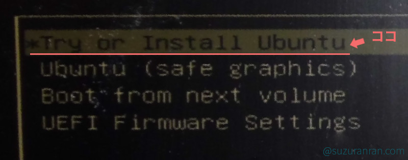ubuntuインストール時の初期メッセージ